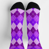 Lila Lilac Violet Arygle mit weißem Stitching Socken (Oben)