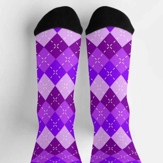 Lila Lilac Violet Arygle mit weißem Stitching Socken (Oben)