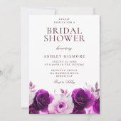 Lila Lilac Violet Rose Blumenmuster Brautparty Einladung (Vorderseite)