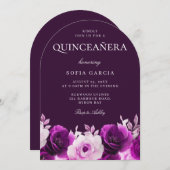 Lila Lilac Violet Rose Blumenstrauß Einladung (Vorne/Hinten)