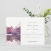Lila Lilac Watercolor Bergsee Hochzeit Einladung (Stehend Vorderseite)