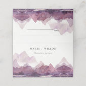 Lila Lilac Watercolor Bergsee Hochzeit Platzkarte (Außenseite Aufgefaltet)