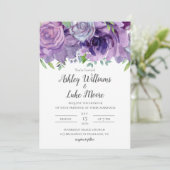 Lila Lilac Watercolor Blume Hochzeit Einladung (Stehend Vorderseite)
