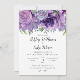 Lila Lilac Watercolor Blume Hochzeit Einladung