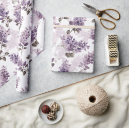 Lila Lilac Watercolor Floral Geschenkpapier