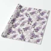 Lila Lilac Watercolor Floral Geschenkpapier (Ungerollt)