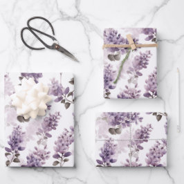 Lila Lilac Watercolor Floral Geschenkpapier Set