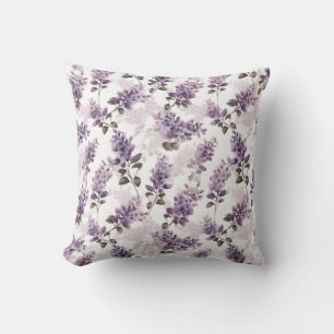 Lila Lilac Watercolor Floral Kissen