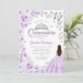 Lila Lilac Watercolor Floral Quinceanera Einladung (Stehend Vorderseite)