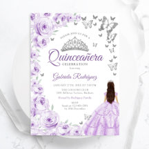 Lila Lilac Watercolor Floral Quinceanera