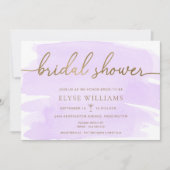 Lila Lilac Watercolor Gold Brautparty Einladung (Vorderseite)