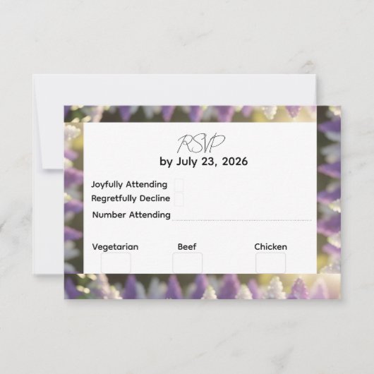 Lila Lilac Wedding Event Response Card RSVP Karte (Vorderseite)