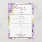 Lila Lilac Wedding Menu Menükarte (Vorderseite)