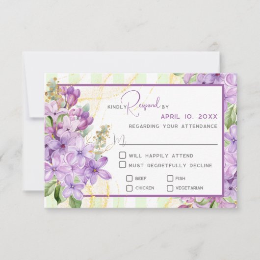 Lila Lilac Wedding Response Card RSVP Karte (Vorderseite)