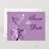 Lila Lilac White Floral Save the Date Postkarte (Vorne/Hinten)