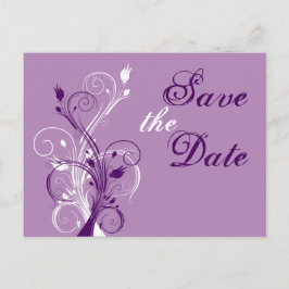 Lila Lilac White Floral Save the Date Postkarte