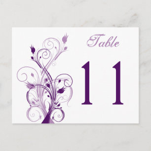 Lila Lilac White Floral Tischnummer Postkarte