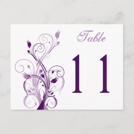 Lila Lilac White Floral Tischnummer Postkarte (Vorderseite)