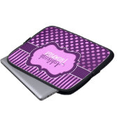 Lila Lilac White Polka Dot Strip Laptop Schlauch Laptopschutzhülle (Vorne Knopf)