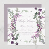 Lila & Lilac Wildblumen Square Kinderdusche Einladung (Vorne/Hinten)