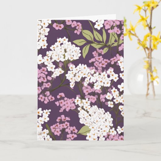 Lila Lilacs auf Lila Karte (Gelbe Blume)