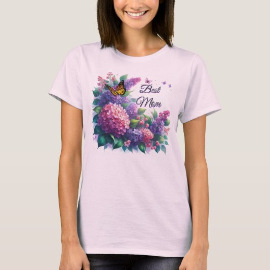 Lila Lilacs Beste Mama Blumenstrauß T - Shirt (Vorderseite)