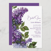 Lila Lilacs-Brautparty Einladung (Vorne/Hinten)
