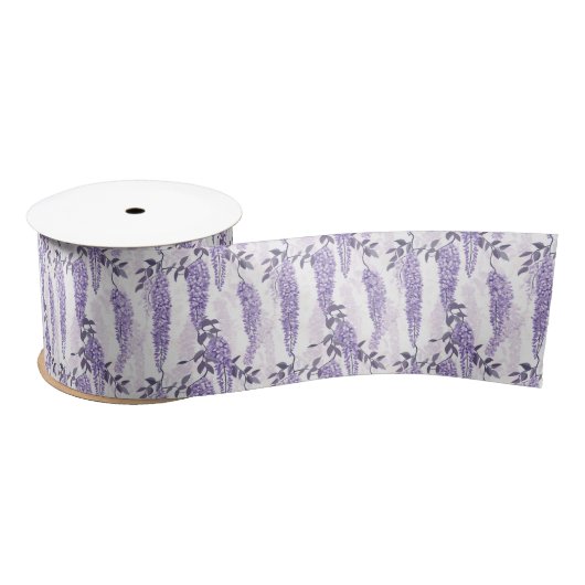 Lila Lilacs floral Satinband (Spule)