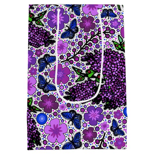 Lila Lilacs Karner Blue Butterflies NH Symbole Mittlere Geschenktüte (Rückseite)