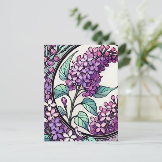 Lila Lilacs Postkarte (Stehend Vorderseite)