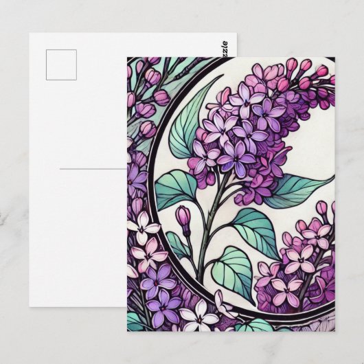 Lila Lilacs Postkarte (Vorne/Hinten)