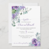 Lila Lilacs & Succulents, Eukalyptus DIY Wedding Einladung (Vorderseite)