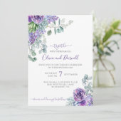 Lila Lilacs & Succulents, Eukalyptus DIY Wedding Einladung (Stehend Vorderseite)