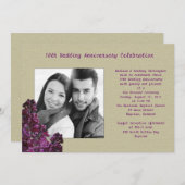 Lila Lilacs und Burlap Foto Vow Renewal Einladung (Vorne/Hinten)