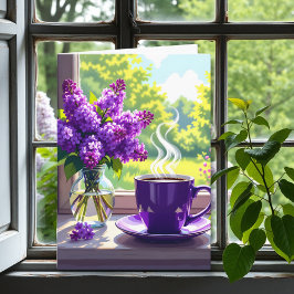 Lila Lilacs und Kaffee Happy Birthday Niece Karte