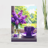 Lila Lilacs und Kaffee Happy Birthday Niece Karte (Vorderseite)