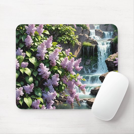 Lila Lilacs und Wasserfälle Mousepad (Mit Mouse)