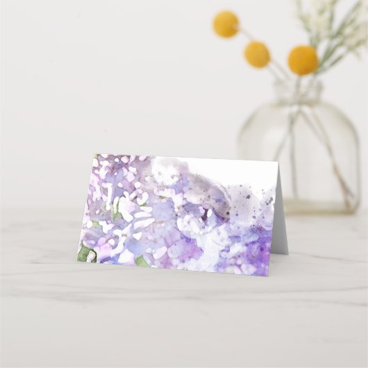 Lila Lilacs Watercolor Hochzeitsfavoriten Wohltäti Platzkarte (Rückseite)