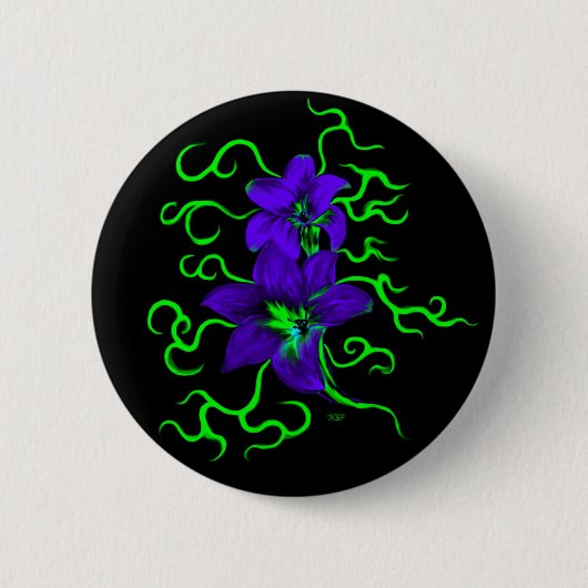 lila Lilie Blume Button (Vorderseite)