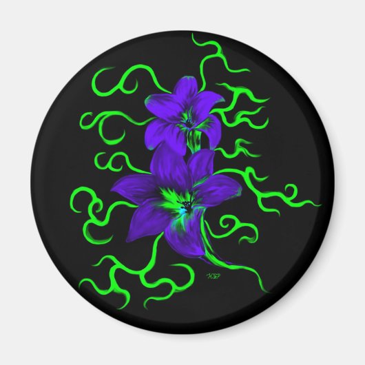 lila Lilie Blume Magnet (Vorne)
