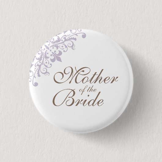Lila Lilie Script Mother of the Bride Button (Vorderseite)