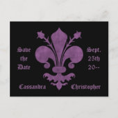 Lila Lilie über die Save the Date Hochzeit Ankündigungspostkarte (Vorderseite)