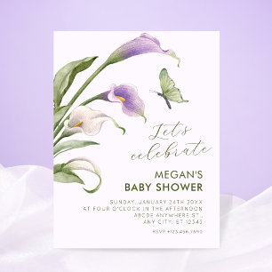 Lila Lilien-Blumen-Babyparty Einladung