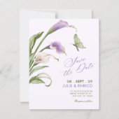 Lila Lilien Blumenhochzeit Save The Date (Vorderseite)