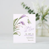 Lila Lilien Blumenhochzeit Save The Date (Stehend Vorderseite)