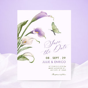 Lila Lilien Blumenhochzeit Save The Date