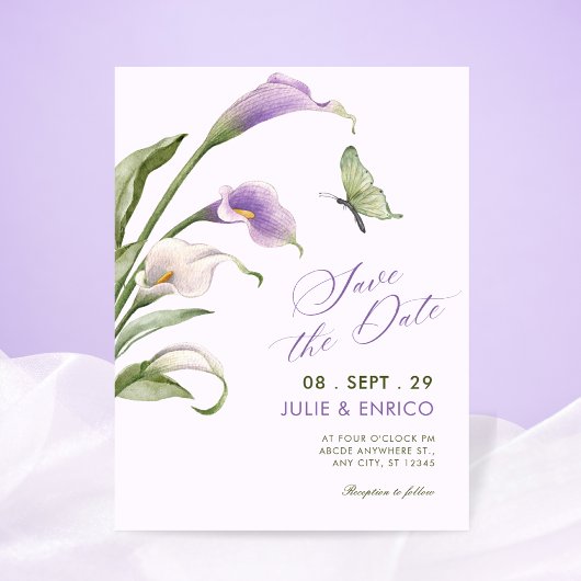 Lila Lilien Blumenhochzeit Save The Date