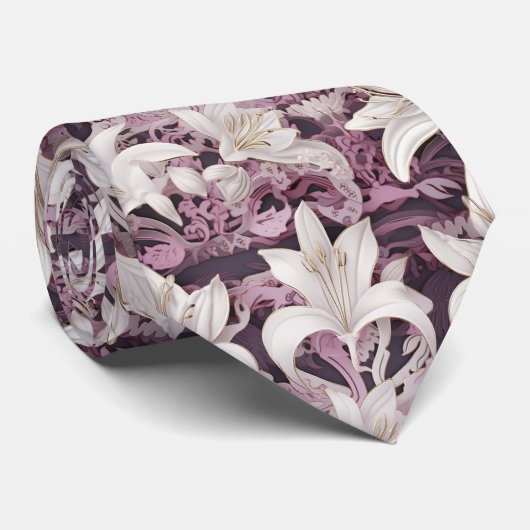 lila Lilien in 3D-Rosa Krawatte (Gerollt)