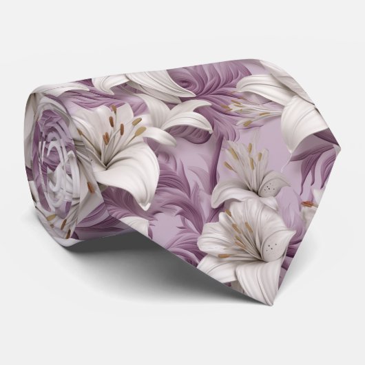 lila Lilien in 3D-Rosa Krawatte (Gerollt)