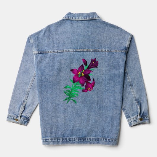 Lila Lilien Jeansjacke (Rückseite)